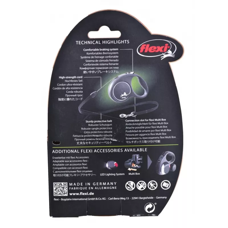 Flexi Black Design S 5 m vôdzka pre psov s navíjacím mechanizmom
