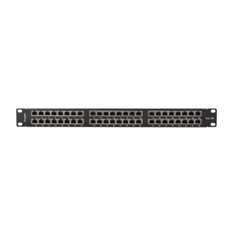 PATCH PANEL 48 PORT 1U 19 CAT6A FTP TIENENÝ ČIERNY LANBERG