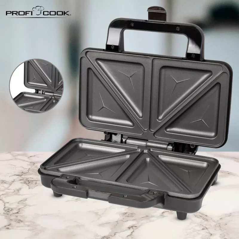 ProfiCook PC-ST 1092 - sendvičovač - 900 W - nerez/čierna