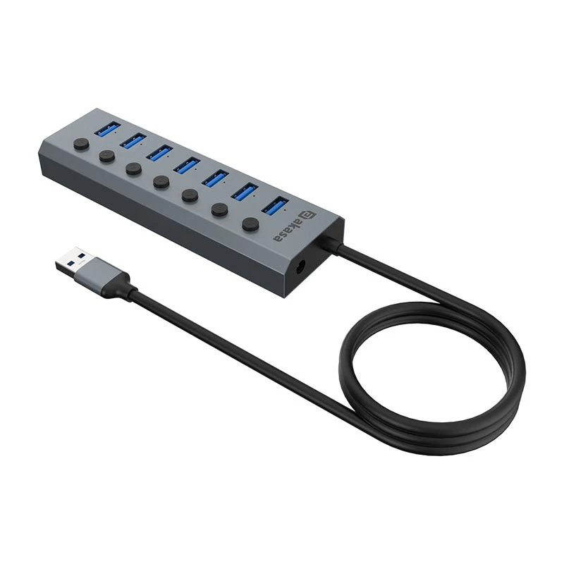USB hub Akasa AK-HB-21BKCM hliník USB 3.2 Gen 1 5000 Mbit/s