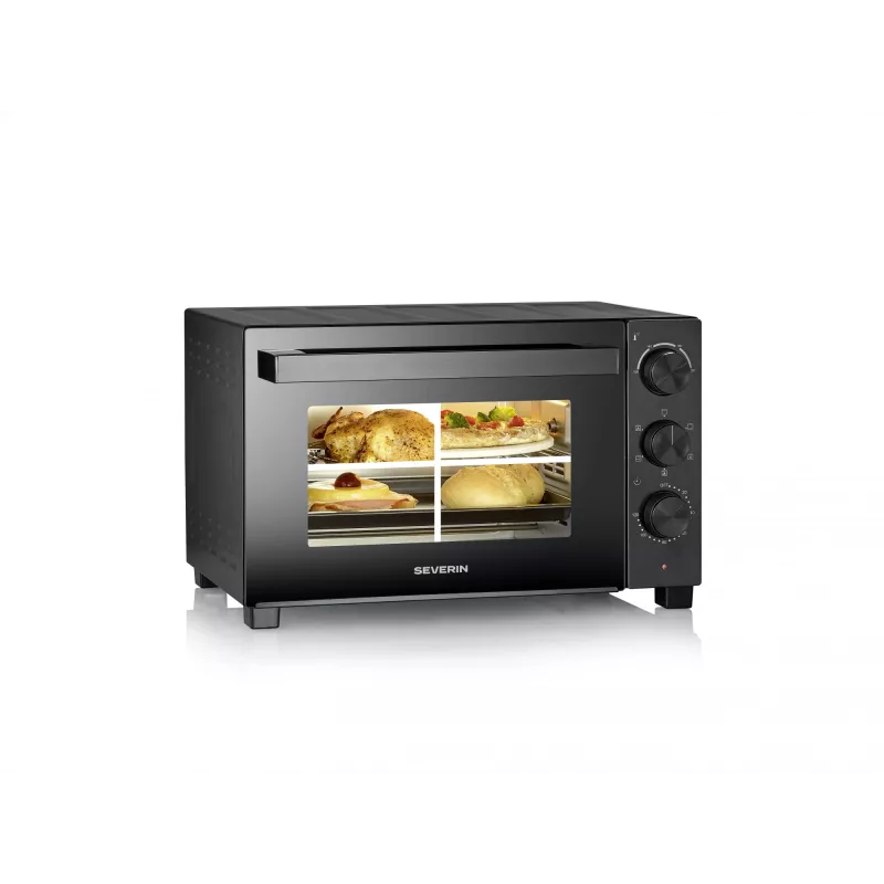 Mini rúra SEVERIN TO 2075 — kapacita 30 l, 1600 W, voľne stojaca, čierna, funkcia grilu