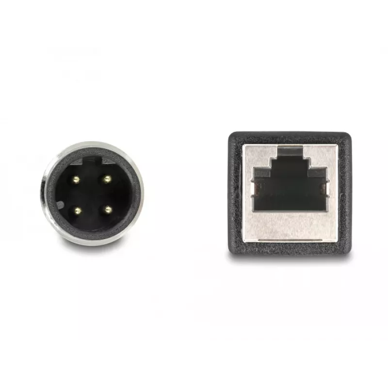 DeLOCK adaptérový kábel M12 D-kódovaný 4-pólový konektor samec na RJ45 konektor samica 50 cm