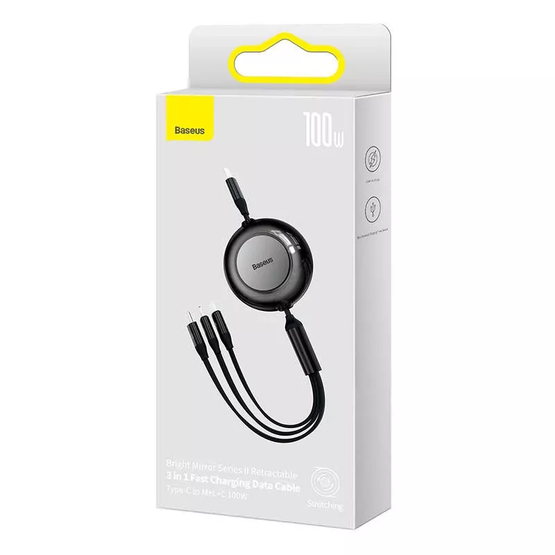 USB kábel Baseus CAMJ010201 1,1 m USB 3.2 Gen 1 USB C Micro USB-A Lightning čierny