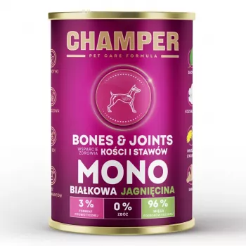 CHAMPER Bones & Joints Monoprotein jahňacie - mokré krmivo pre psy - 400 g