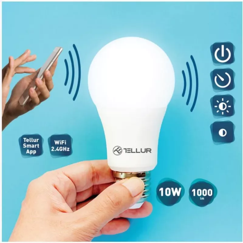 Tellur WiFi Smart žiarovka E27, 10W biela/teplá, stmievateľná