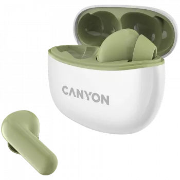 CANYON In-Ear slúchadlá TWS-5, zelená Bluetooth 5.3, dotykové ovládanie, nabíjací vstup: USB-C