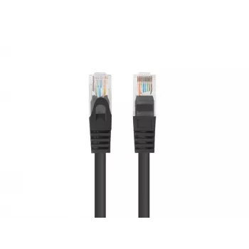 LANBERG sieťový patch kábel Cat 6 U/UTP 0,5 m, CCA vodič, 24 AWG, čierny, konektor samec-konektor samec, balenie 10 ks