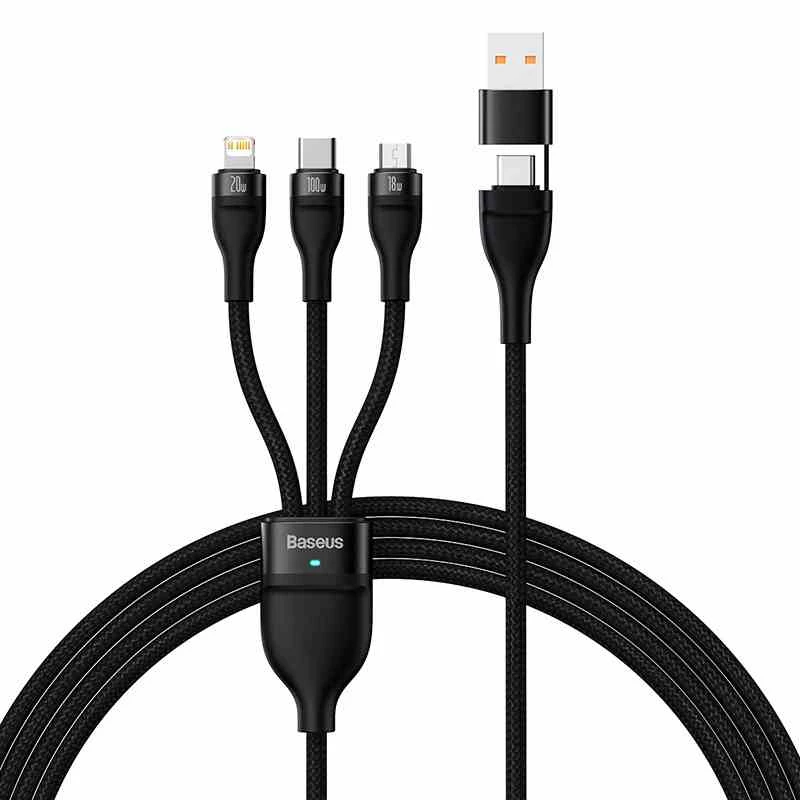 USB kábel Baseus CASS030101 1,2 m USB-A/USB-C USB-C/Micro-USB-B/Lightning čierny