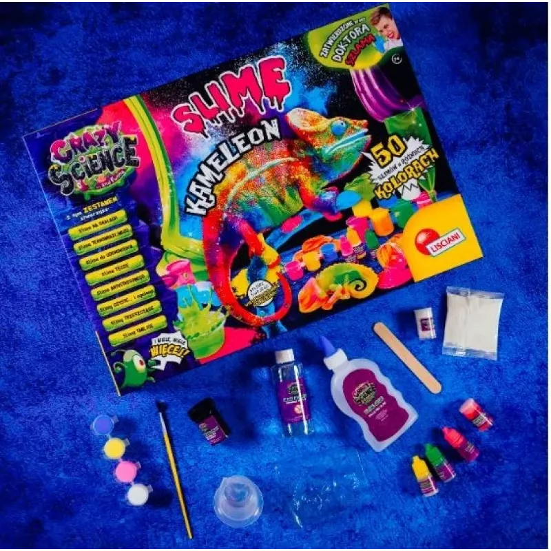 Liscianigiochi Science Kit Crazy Science Slime Chameleon 304-PL89246 – vzdelávacia experimentálna sada so slizom