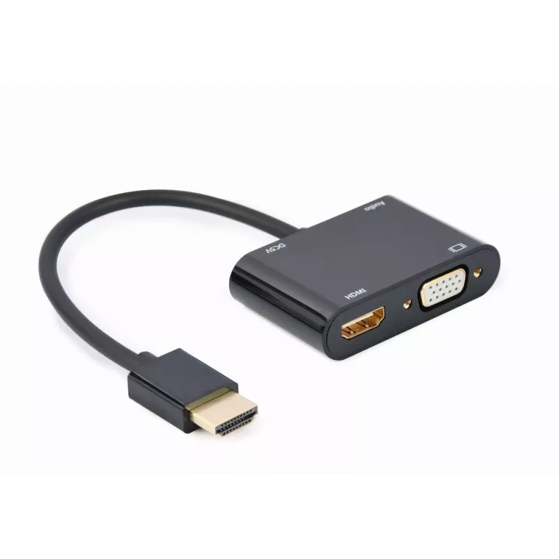 Gembird A-HDMIM-HDMIFVGAF-01 adaptér HDMI samec na HDMI samica + VGA samica s audio a napájacím portom