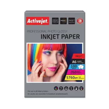 Activejet AP6-260GR100 fotopapier pre atramentové tlačiarne; A6; 100 ks, 10x15