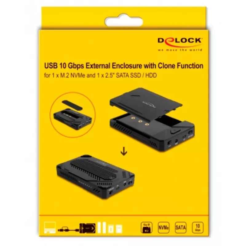 Puzdro na HDD/SSD DeLOCK 42020 čierne 2,5 palca USB Type-C 10 Gbit/s