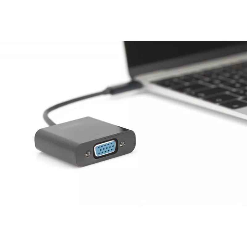DIGITUS DA-70853 USB-C na VGA adaptér, Full HD 1080p, čierny