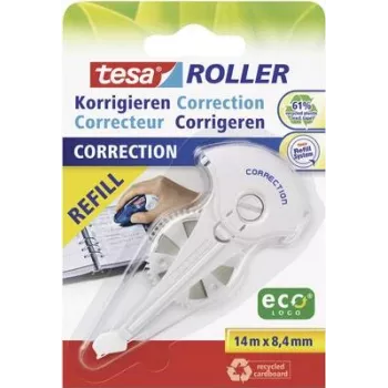 Korekčný roller Tesa 59986 8,4 mm × 14 m — biela korekčná páska