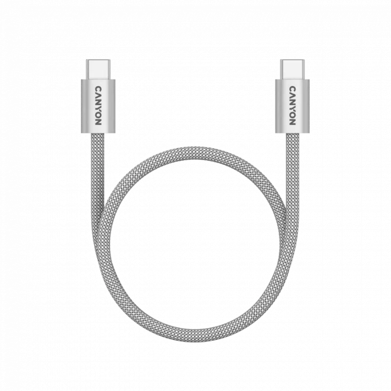 CANYON kábel OnWire 60MG C-C 60W magnetický pletený 1m svetlosivý