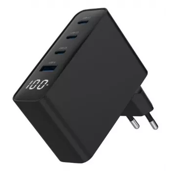 Gembird TA-UC-PDQC100LCD-01-BK Nabíjačka pre mobilné zariadenia, notebook, smartfón, čierna, AC rýchlonabíjanie, interiér