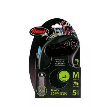 Navíjacia vôdzka Flexi flexi Black Design M — dĺžka 5 m, prevedenie so šnúrou, max. zaťaženie 25 kg, ergonomická rukoväť