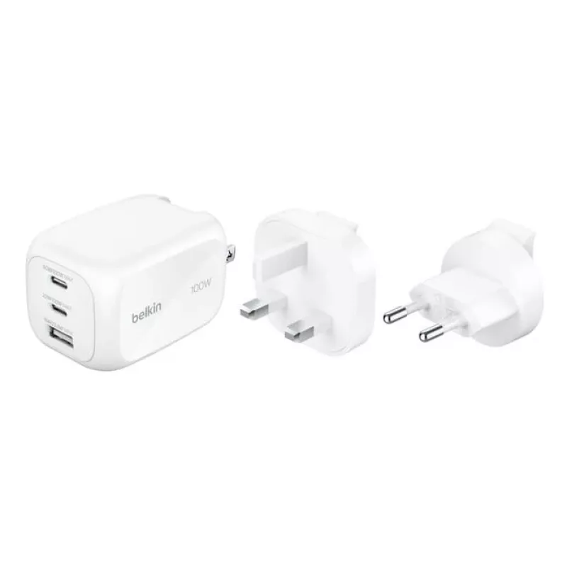 Nástenná nabíjačka Belkin BOOSTCHARGE 100W 2C1A WCH016HQWH s vymeniteľnou zástrčkou
