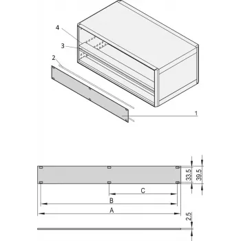 SCHROFF PART.FRONT PANEL 1U 84HP - príslušenstvo do racku (20850426)