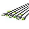 Green Cell Ray KABGCSET02 sada káblov USB-A na USB-C (3 ks), 1,2 m, 480 Mb/s, zelené LED podsvietenie