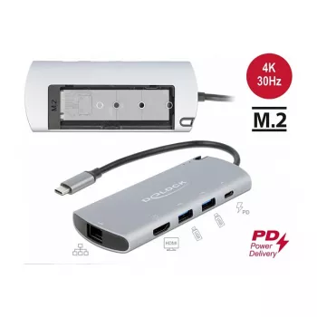 Dokovacia stanica DeLOCK USB Type-C dokovacia stanica so slotom M.2