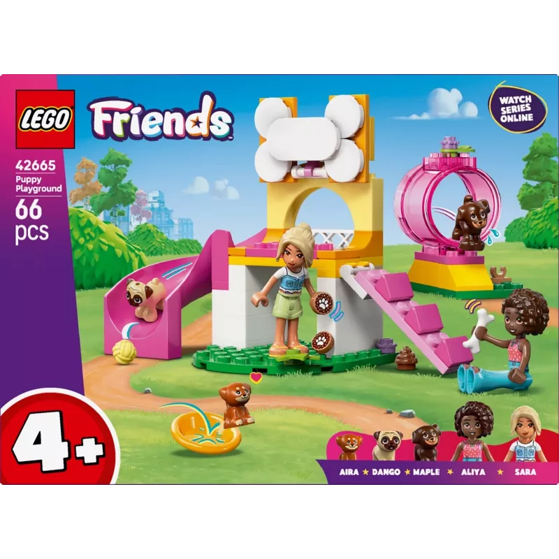 Stavebná hračka LEGO Friends Ihrisko pre šteniatka sada 42665, 66 dielov, 2 minifigúrky, vek 4+