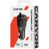 CANYON autonabíjačka C-033 2,4A/USB-A s integrovaným Lightning konektorom čierna