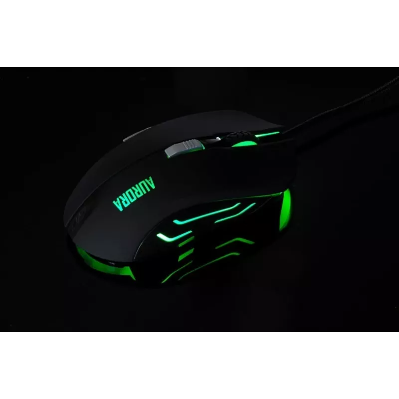 iBox Aurora A-1 IMOGS9031 drôtová optická herná myš, 2400 DPI, USB Type-A, RGB, pre pravákov, čierna