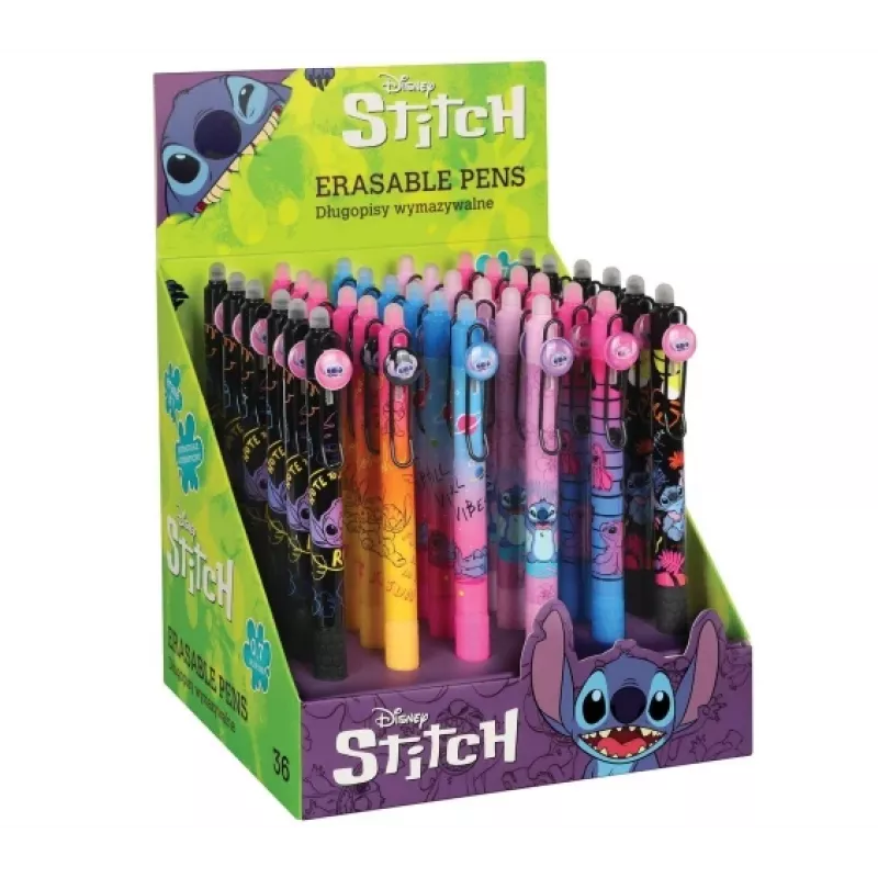 Vysúvacie vymazateľné guľôčkové pero s gumeným povrchom CoolPack Disney Stitch čierna