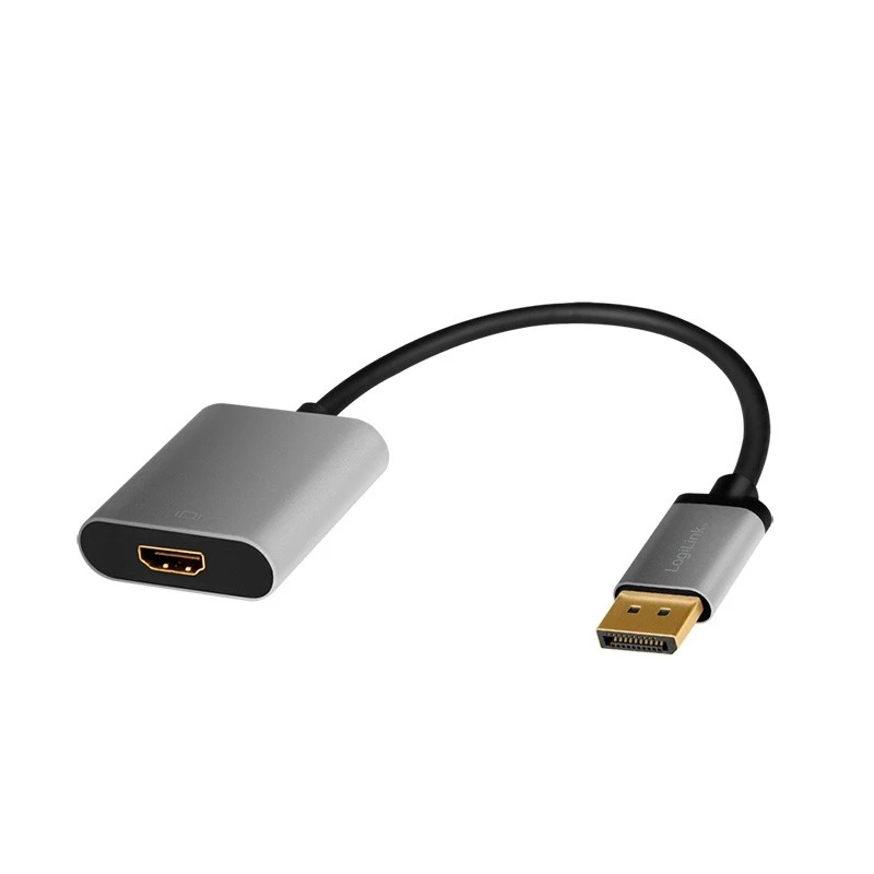LogiLink CDA0108 video kábel adaptér 0,15 m DisplayPort HDMI čierny sivý