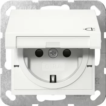 Zásuvka Schuko GIRA System 55, biela, IP44, 220–250 V, 50/60 Hz, hĺbka 32 mm