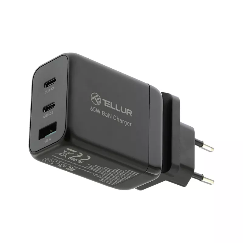 Nástenná nabíjačka Tellur TLL151451 65W, 3-port (2x USB-C, 1x USB-A)