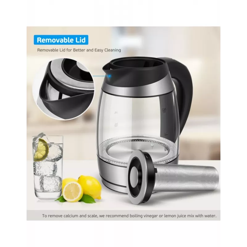 Forme FKG-448 sklenená elektrická kanvica, 1,8 l, 2200 W, regulácia teploty, sivá