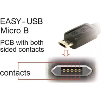 DeLOCK EASY-USB 2.0 kábel Type-A konektor samec na Micro-B konektor samec zahnutý 5 m čierny