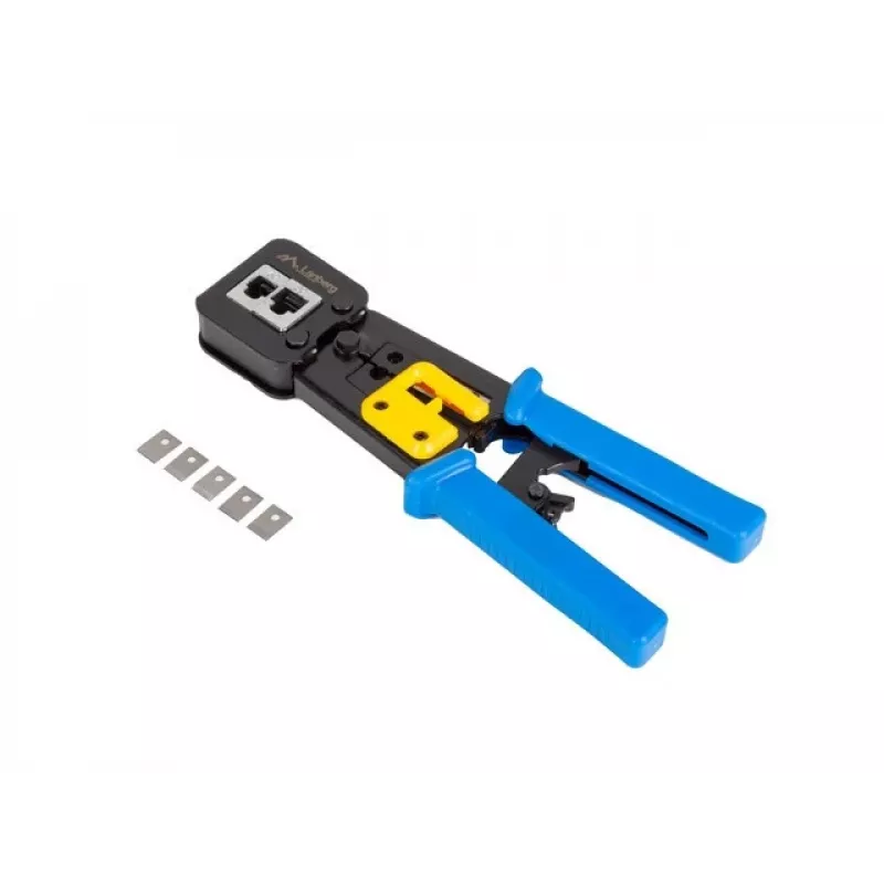 Lanberg NT-0204 krimpovacie kliešte na priechodné konektory RJ45, RJ12, RJ11, čierno-modré