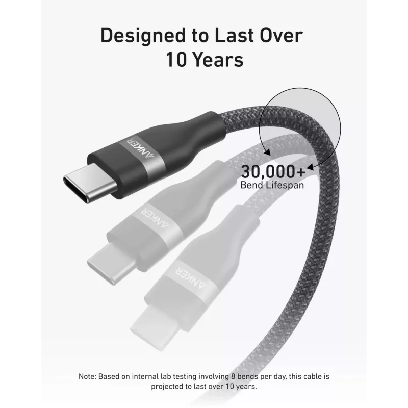 Kábel USB-C na USB-C Anker A82E2 — 0,9 m, USB C na USB C, čierny