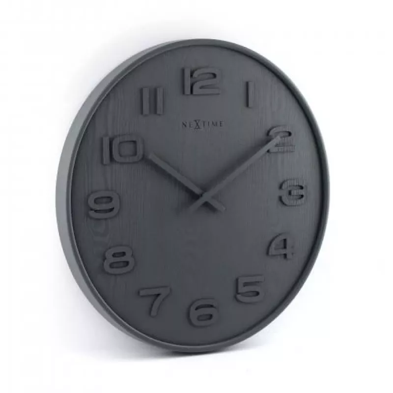 NeXtime 3096GS - nástenné hodiny - quartzové hodiny - okrúhle - sivá - drevo - dospelí