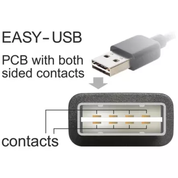 DeLOCK Easy - USB kábel - USB (M) zahnutý vľavo/vpravo, obojstranný na USB Type-B (M) - USB2.0 - 50 cm - čierny (85167)