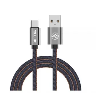 Dátový kábel USB Tellur USB na Type-C 1 m denim, opletaný 1m kábel na nabíjanie a prenos dát