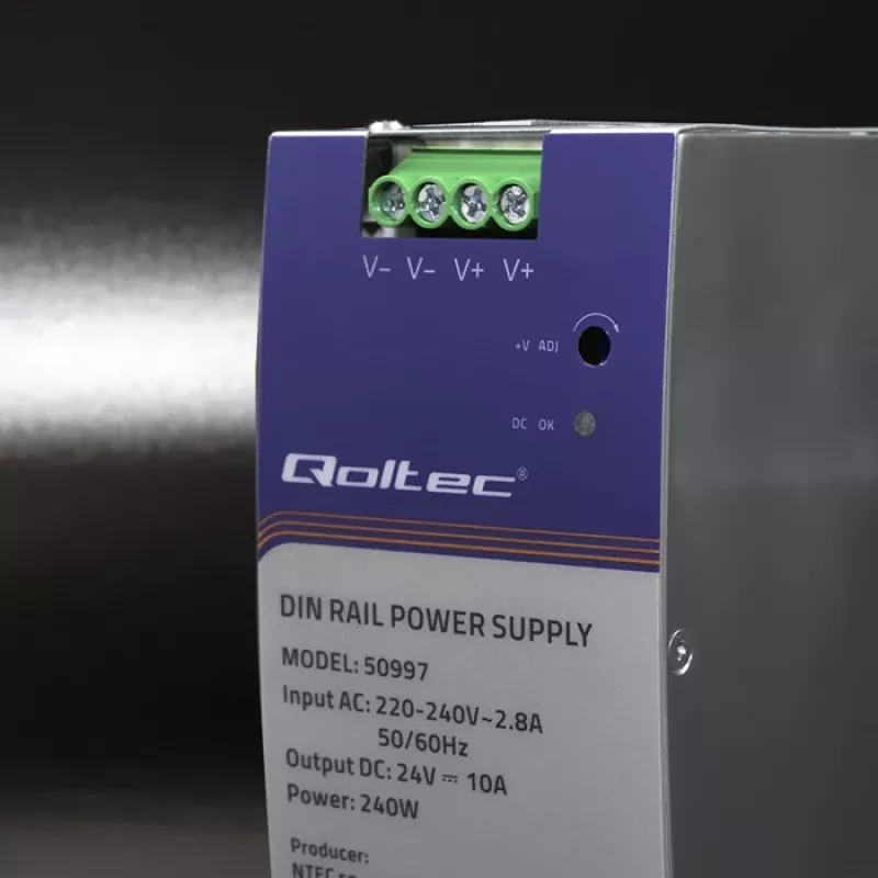 Napájací zdroj na DIN lištu QOLTEC 50997 240W 24V 10A