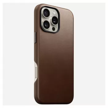 Puzdro na telefón Nomad NM01389385 pre iPhone 16 Pro Max, 17,5 cm (6,9 palcov), hnedé, hliník/PC/mikrovlákno/koža