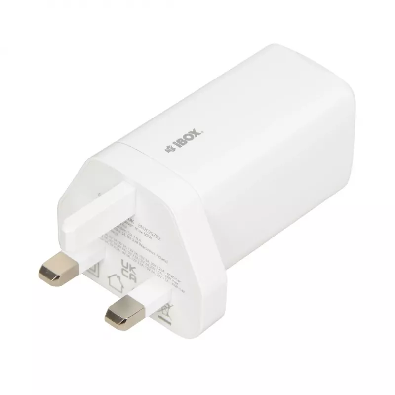 iBOX C-65 biely, GaN 65W univerzálna nabíjačka UK konektor