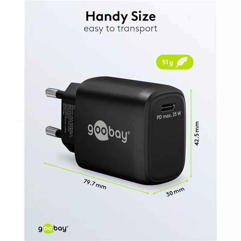 Goobay 65367 nabíjačka interiérová AC pre notebook smartfón tablet čierna