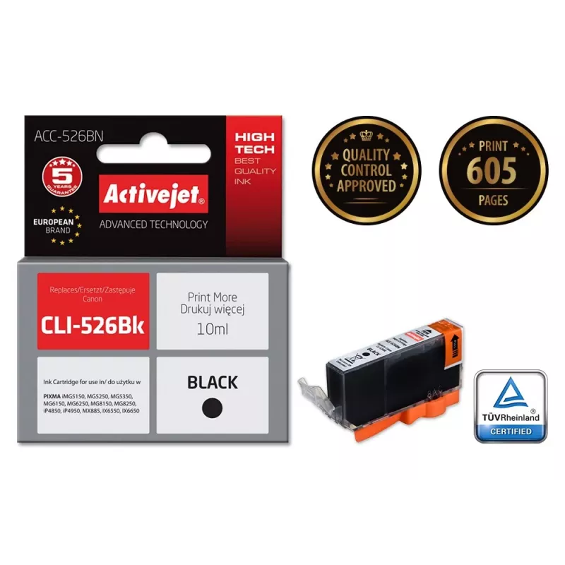 Activejet ACC-526CN atrament (náhrada za Canon CLI-526C; Supreme; 10 ml; azúrová)