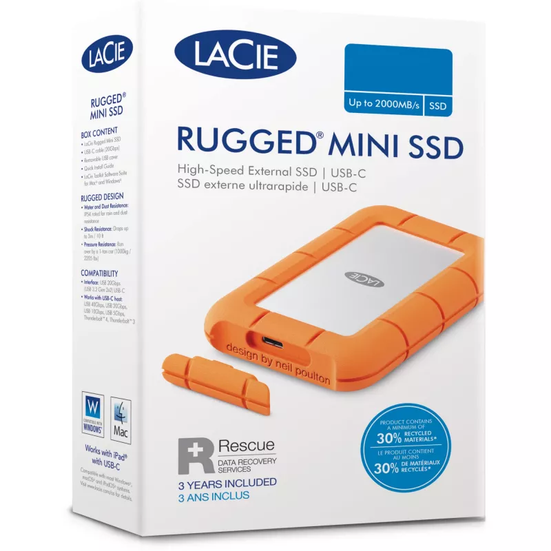 Rugged Mini 5 TB, externý pevný disk (strieborná/oranžová, Micro-USB-B 3.2 Gen 1 (5 Gbit/s))