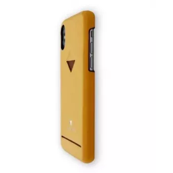 Puzdro na mobil VixFox pre iPhone X/XS, horčicová žltá, zadná časť s priehradkou na karty