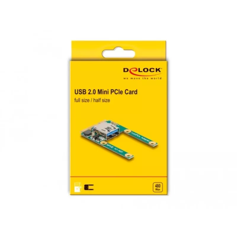 DeLOCK Mini PCIe I/O 1 x USB 2.0 Type-A konektor samica Full-Size Half-Size