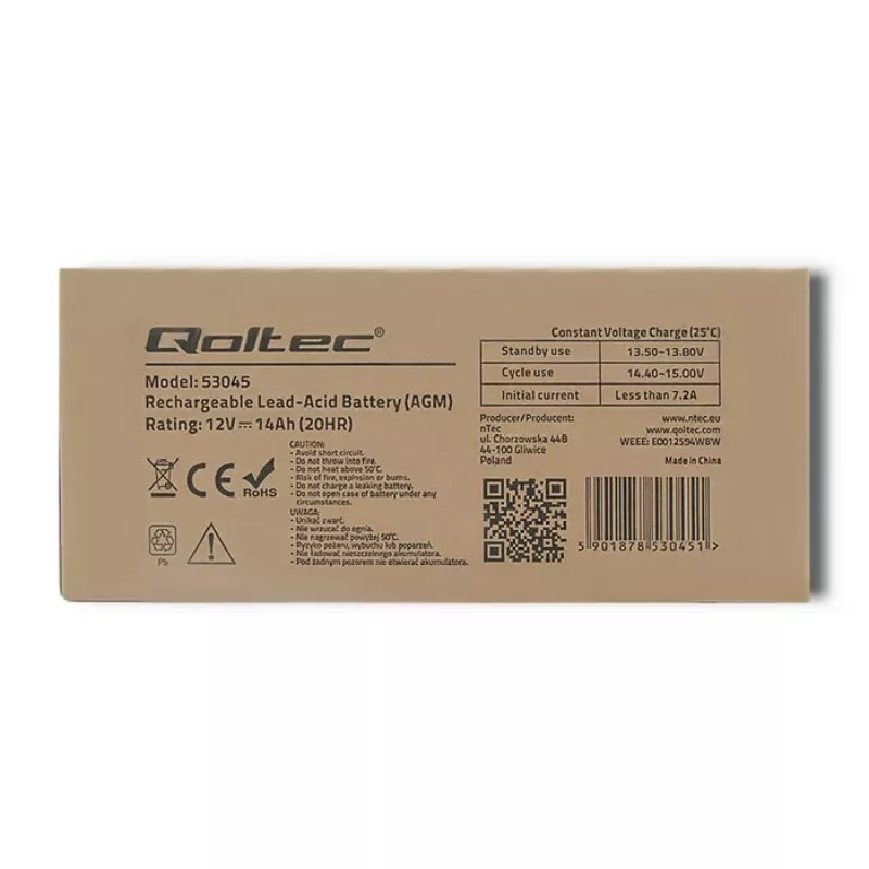 Qoltec 53045 AGM batéria 12V 14Ah