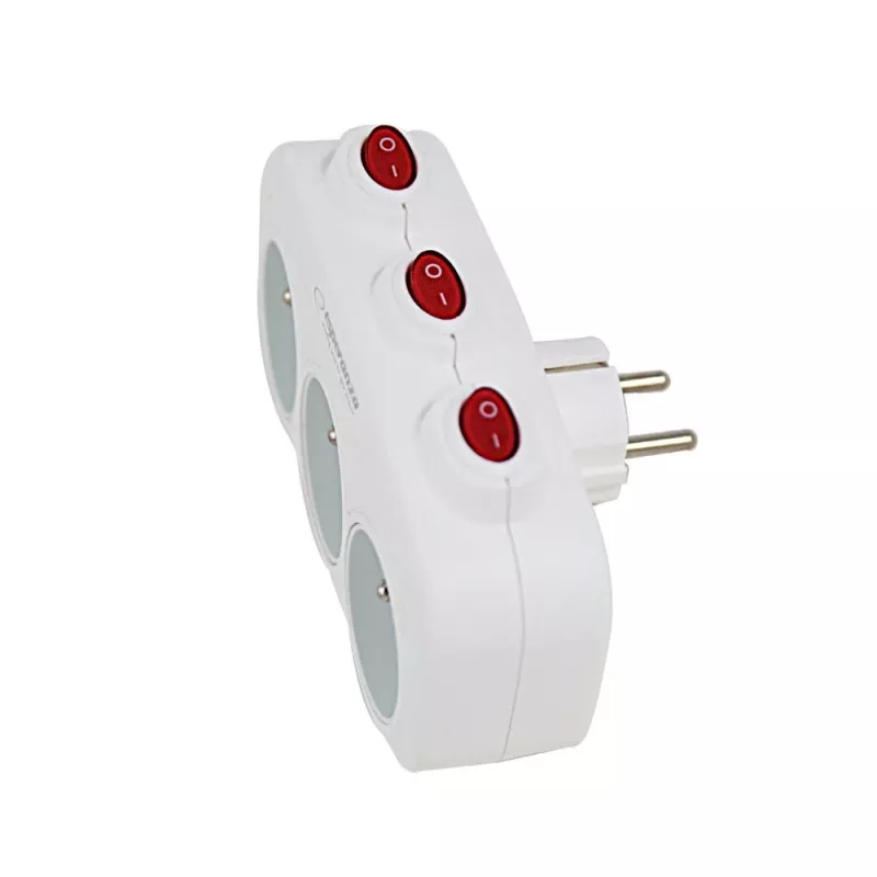 Esperanza ELK307W elektrický rozdeľovač, 3 zásuvky s vypínačom, biely