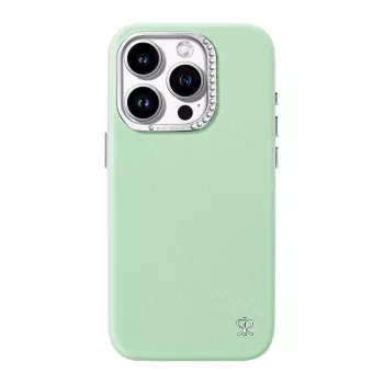 Joyroom PN-15F2 ochranné puzdro pre iPhone 15 Pro – zelená, trblietavá, s krištáľmi